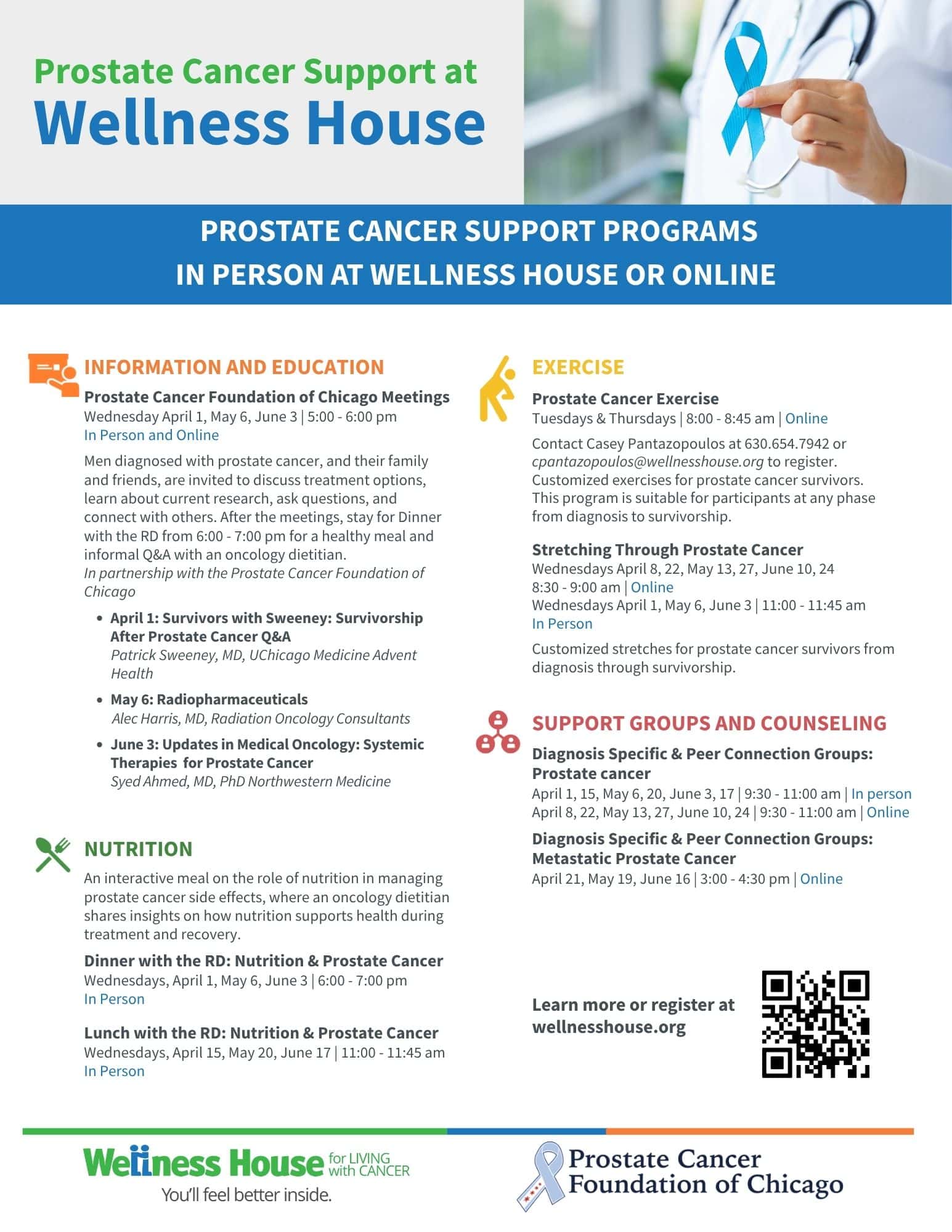 Prostate Cancer Support at Wellness House cover screenshot links to PDF